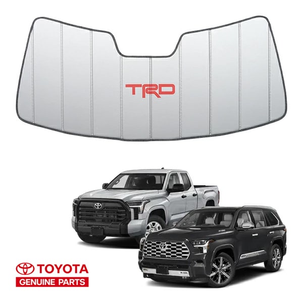 USトヨタ純正 専用設計 TRDロゴ入 サンシェード 吸盤不要 折りたたみ式 ケース付 TOYOTA 22y- タンドラ | 23y- セコイア CoverCraft カバークラフト
