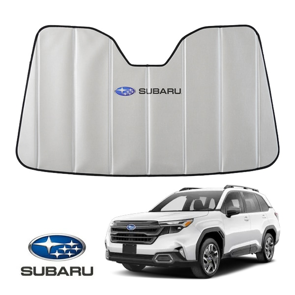 USスバル純正 フォレスター SL系 専用設計 SUBARUロゴ入 サンシェード シルバー 吸盤不要 折りたたみ式 ケース付