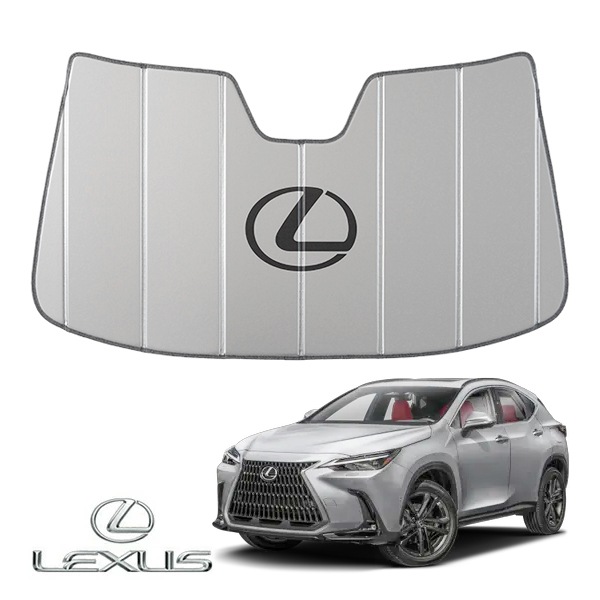 USレクサス純正 NX250 NX350 NX350h NX450h+ AZ20型  専用設計 LEXUSロゴ入 サンシェード シルバー 吸盤不要 折りたたみ式 ケース付 CoverCraft カバークラフト