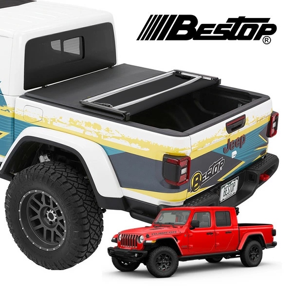 【BESTOP 正規品】ジープ JT グラディエーター EZ-Fold ソフトトノカバー ブラックツイル 16280-17 三つ折りタイプ アルミ ベッドライナー ベッド 荷台