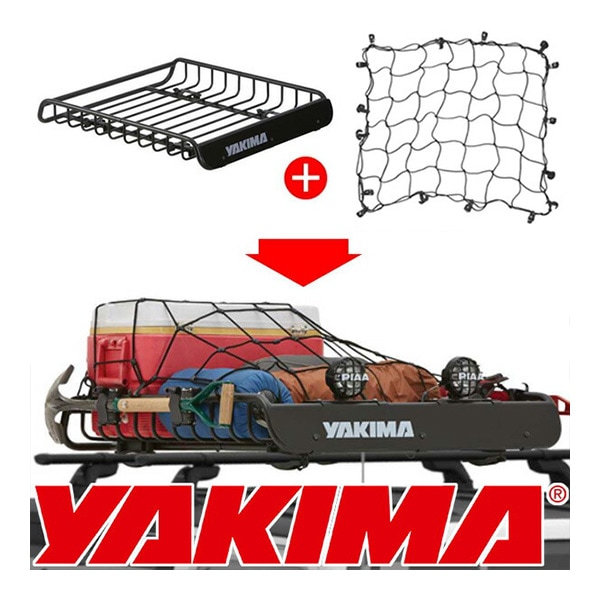 【YAKIMA 純正品】ヤキマ ロードウォーリアー ルーフラック ルーフキャリア 8007070 + Mサイズ カーゴネット 約80cm×100cm 8007072
