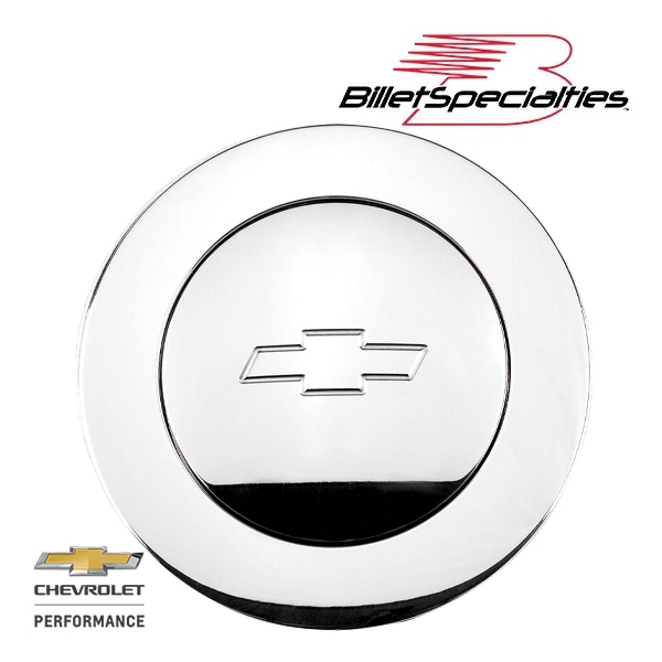 【Billet Specialties 正規品】ステアリングホーンボタン ラージサイズ シボレーボウタイロゴ入 6061-T6 ビレットアルミニウム製 汎用 9穴ステアリングホイール付き車用 ビレットスペシャリティーズ バドニック ハンドルに！