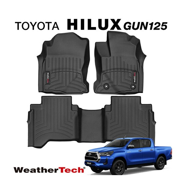 専用設計 WeatherTech ウェザーテック フロアライナー ラバーマット フロアマット ブラックフロント＆リアトヨタ ハイラックス GUN125 平成29年9月-令和6年10月 トラック ピックアップ REVO レボ GRスポーツ対応 右ハンドル用