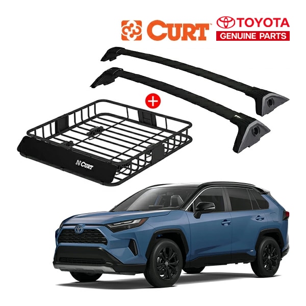 USトヨタ純正 RAV4 50系 ベースキャリア + CURT製 ルーフラック 18115 セット クロスバー ルーフキャリア ルーフバスケット フット ルーフバー 海外オプション カート