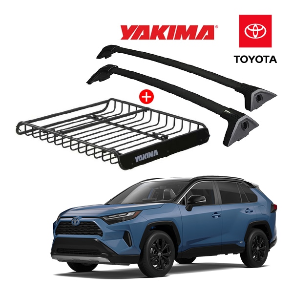 USトヨタ純正 RAV4 50系 ベースキャリア + YAKIMA製 メガウォーリアー ルーフラック 8007080 セット クロスバー ルーフキャリア ルーフバスケット フット ルーフバー 海外オプション ヤキマ