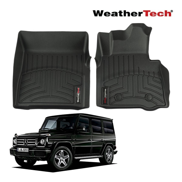 【WeatherTech 正規品】メルセデスベンツ Gクラス ゲレンデヴァーゲン W463 右ハンドル車用 平成25年9月-平成30年 専用設計 オールウェザー フロアライナー フロアマット ラバーマット ブラック 4417591 フロントシート 1列目 左右セット ウェザーテック