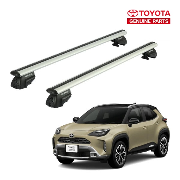 UKトヨタ純正 TOYOTA ヤリスクロス 10系 ルーフレール付き車両用 令和2年2月-現行 ルーフラック クロスバー ルーフキャリア ベースキャリア 1台分 2本セット シルバー
