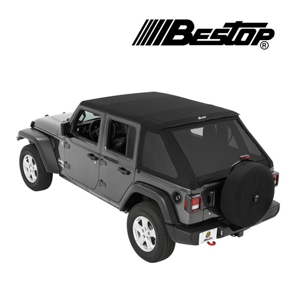 【BESTOP 正規品】ジープ JL ラングラー 4ドア TREKTOP スラントバック ソフトトップ ブラックツイル 56863-17 サンライダー オープン 幌 ホロ