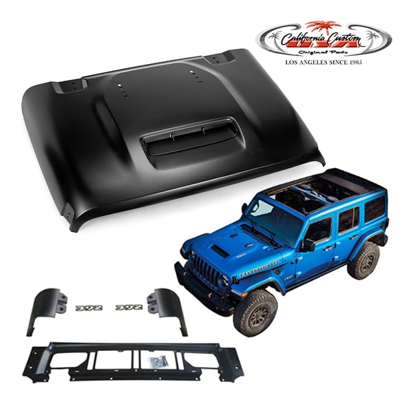 カリフォルニアカスタム ジープ JL ラングラー ルビコン392ルック ボンネットフードキット 交換用フード一式 ボンネットフードエンブレムバッジ付 未塗装 RUBICON392