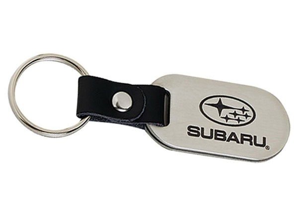 USスバル純正 キーホルダー キーチェーン SUBARUロゴ入 厚手ブラシ仕上げ ステンレス製 フォレスター インプレッサ XV アウトバック レヴォーグ BRZ WRX STi S4 など スバル車に！