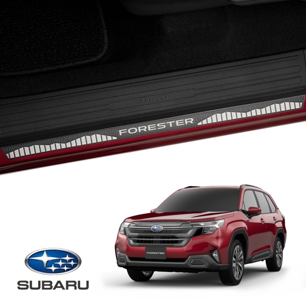 USスバル純正 SUBARU フォレスター SL系 令和7年4月-現行 フロントドア サイドシルプレート 左右分 2枚セット スカッフガード スカッフプレート クローム FORESTERロゴ入