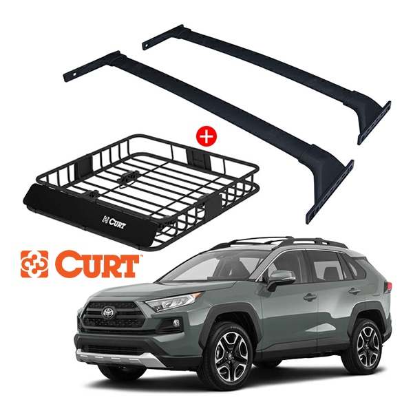 トヨタ RAV4 50系 アドベンチャー オフロードパッケージ ベースキャリア + CURT製 ルーフラック 18115 セット クロスバー ルーフキャリア ルーフバスケット フット ルーフバー カート