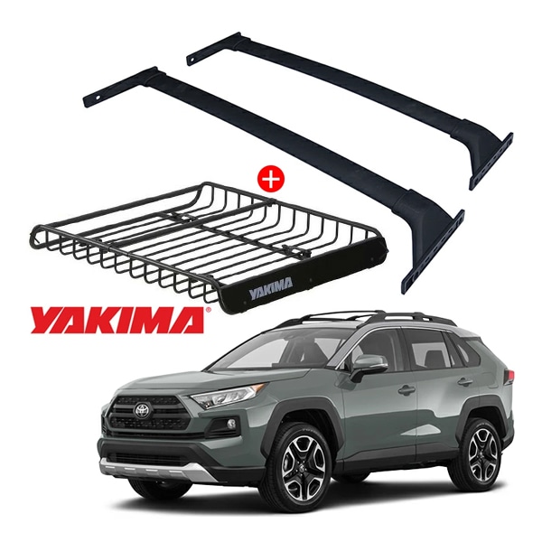 トヨタ RAV4 50系 アドベンチャー オフロードパッケージ ベースキャリア + YAKIMA製 メガウォーリアー ルーフラック 8007080 セット クロスバー ルーフキャリア ルーフバスケット フット ルーフバー ヤキマ