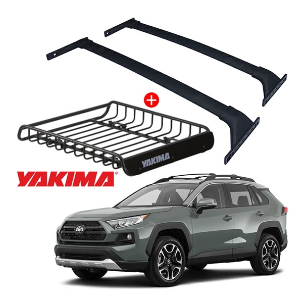 トヨタ RAV4 50系 アドベンチャー オフロードパッケージ ベースキャリア + YAKIMA製 ロードウォーリアー ルーフラック 8007070 セット クロスバー ルーフキャリア ルーフバスケット フット ルーフバー ヤキマ