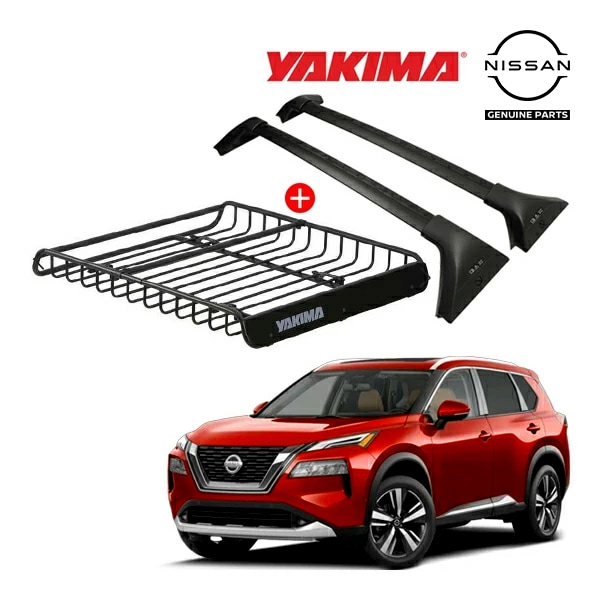 US日産純正 T33 エクストレイル ベースキャリア + YAKIMA メガウォーリアー ルーフラック 8007080 セット クロスバー ルーフキャリア ルーフバスケット フット ルーフバー 海外オプション ヤキマ
