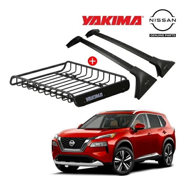 US日産純正 T33 エクストレイル ベースキャリア + YAKIMA ロードウォーリアー ルーフラック 8007070 セット クロスバー ルーフキャリア ルーフバスケット フット ルーフバー 海外オプション ヤキマ