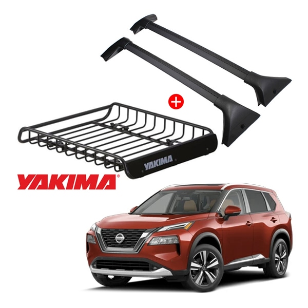 日産 エクストレイル T33 ベースキャリア + YAKIMA製 ロードウォーリアー ルーフラック 8007070 セット クロスバー ルーフキャリア ルーフバスケット フット ルーフバー ヤキマ