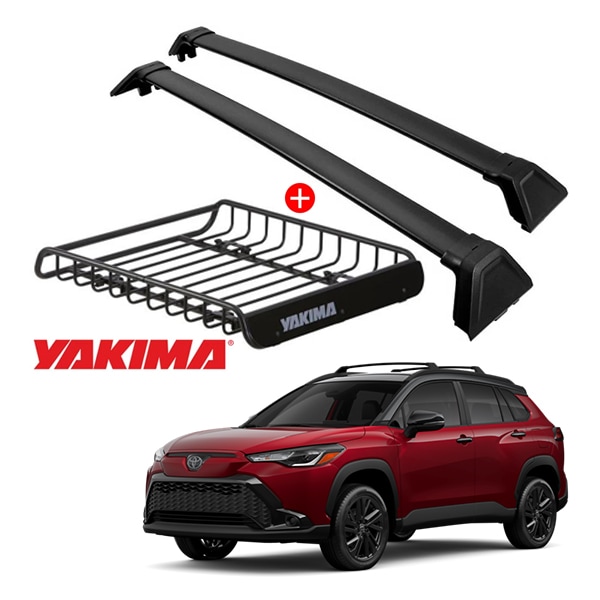 トヨタ カローラクロス 10系 ベースキャリア + YAKIMA製 ロードウォーリアー ルーフラック 8007070 セット クロスバー ルーフキャリア ルーフバスケット フット ルーフバー ヤキマ