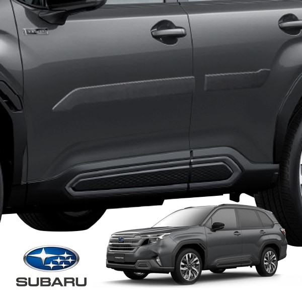 USスバル純正 SUBARU フォレスター SL系 令和7年4月-現行 ボディーサイドドアモールディングキット ドアサイドモール ボディサイドモール マグネタイトグレー メタリック P8Y 塗装済 フロント リア 左右4枚セット