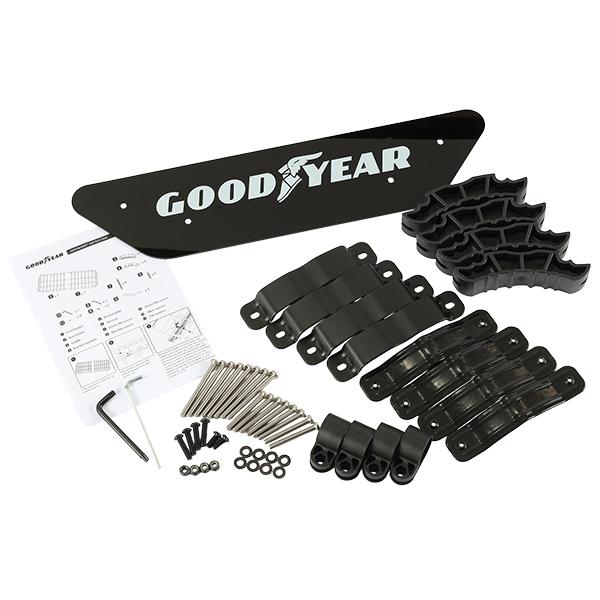 【GOODYEAR 正規品】スチール ルーフラック SKINNY PRO 1470mm×590mm×124mm 耐荷重75kg ブラック 組み立て式 GOOD YEARロゴ入り ルーフキャリア バスケット ベースキャリア カーゴネット 汎用 ベース/クロスバー 別途要