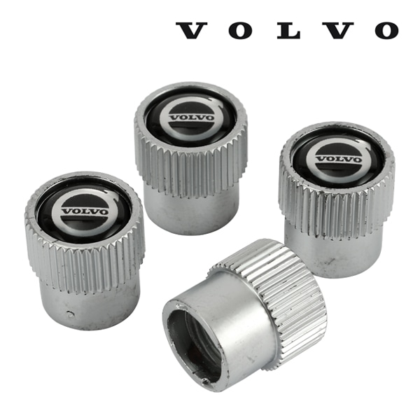 USボルボ純正 エアバルブキャップ 1台分 4個セット VOLVOロゴ シルバー 樹脂製ステッカー XC90 | XC40 | EX30 | XC60 | V60 | C40 | V40 | V70 | V90