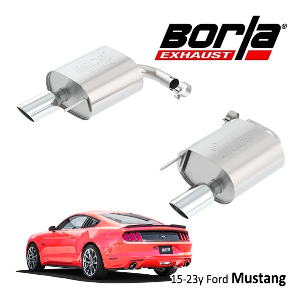 【Borla 正規品】15-23y フォード マスタング 2.3L / 3.6L Axle-Back アクスルバック エキゾーストシステム ステンレス マフラー 左右2本出し ATAK 11890 ステンレススチール クロームチップ ボーラ