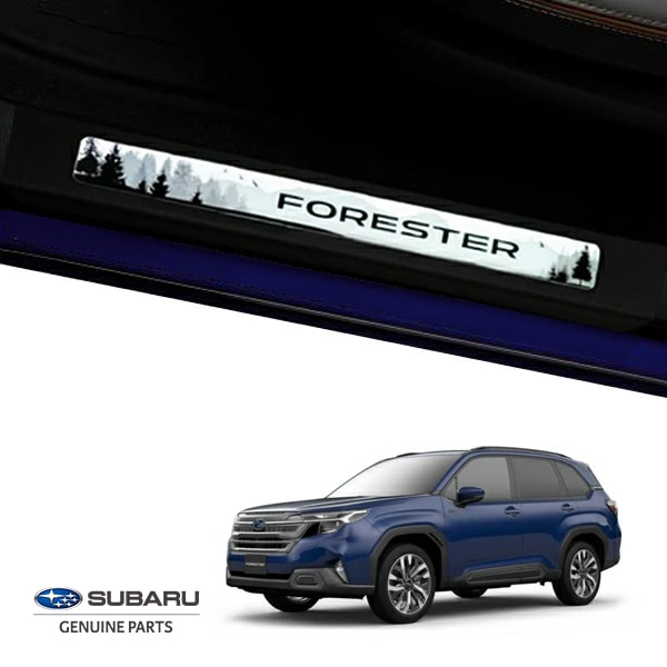USスバル純正 SUBARU フォレスター SL系 令和7年4月-現行 サイドシルプレート 1台分 フロント 左右 2枚セット ドアシルプレート プロテクター FORESTERロゴ入 イルミネーション