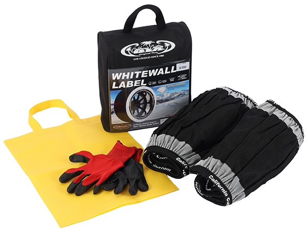 カリフォルニアカスタム スノーソックス 布製 非金属 タイヤチェーン WHITEWALL LABEL Mサイズ 汎用 フロント リア 4WD