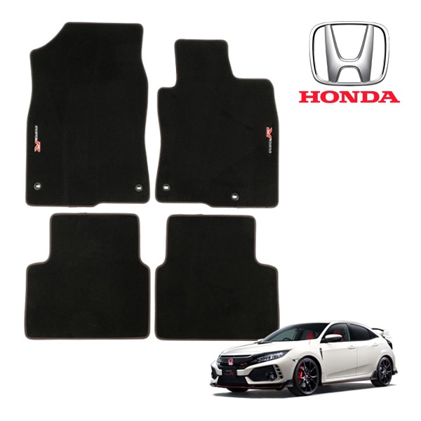 UKホンダ純正 HONDA シビック タイプ R FK8 右ハンドル車用 エレガンス フロアマット カーペット ブラック TYPE Rロゴ 刺繍入り フロント リア 1台分 4枚セット CIVIC