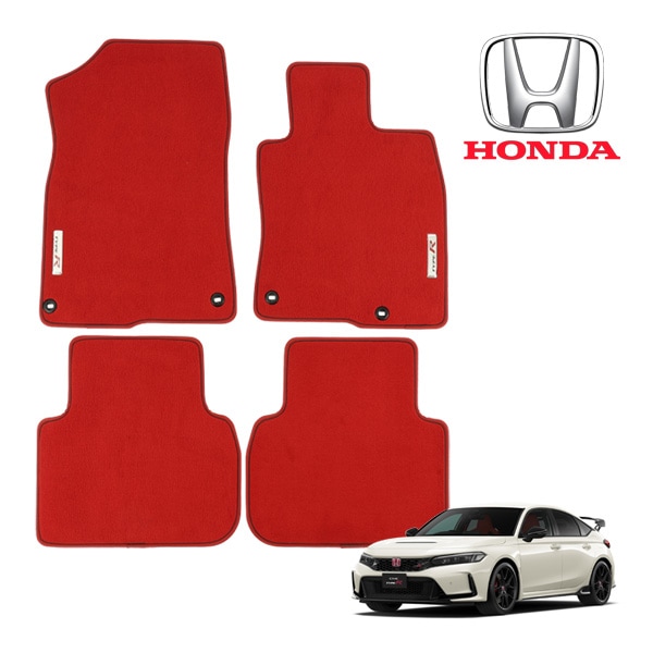 UKホンダ純正 HONDA シビック タイプ R FL5 右ハンドル車用 エレガンス フロアマット カーペット レッド TYPE Rロゴ ロゴプレート フロント リア 1台分 4枚セット CIVIC