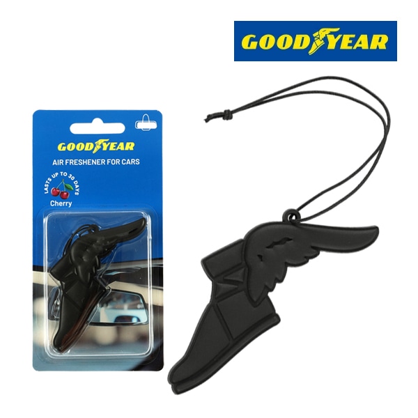 【GOODYEAR 正規品】エアーフレッシュナー ウイングフット型 ブラック  チェリー 吊り下げ カーフレグランス エアフレッシュナー 芳香剤  自動車 車内 お部屋 トイレ 車用品 カー用品 カーアクセサリー グッドイヤー