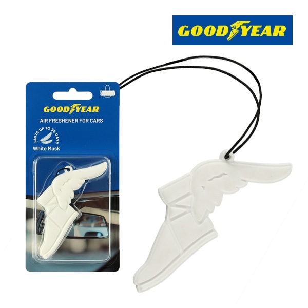 【GOODYEAR 正規品】エアーフレッシュナー ウイングフット型 ホワイト ムスク 吊り下げ カーフレグランス エアフレッシュナー 芳香剤  自動車 車内 お部屋 トイレ 車用品 カー用品 カーアクセサリー グッドイヤー