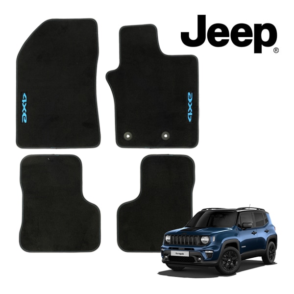 MOPAR純正 20-25y ジープ レネゲード 4xe BV13 右ハンドル車用 フロアマット カーペット ブラック 4xeロゴ入 フロント リア 1台分 4枚セット モパー