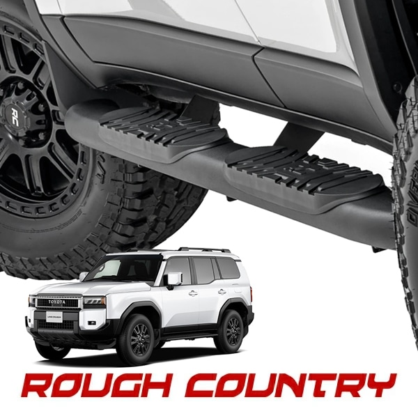 【ROUGH COUNTRY 正規品】トヨタ TOYOTA ランドクルーザー 250 ランクル 250系 令和6年4月-現行 ナーフステップ サイドステップ 21018 1台分 左右セット パウダーコート仕上げ スチール製 ラフカントリー