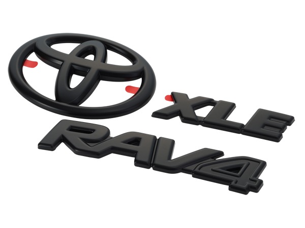 USトヨタ純正 TOYOTA RAV4 50系 平成31年4月-令和7年12月 リアエンブレム リアゲート ゲートエンブレム トランク RAV4 / XLE / TOYOTAロゴ ブラック 両面テープ オーバーレイ 純正に貼り付け