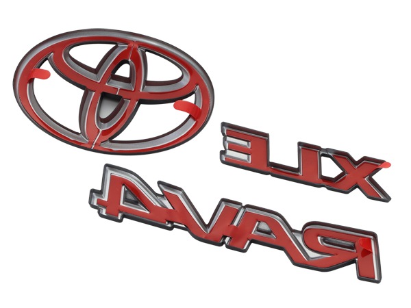 USトヨタ純正 TOYOTA RAV4 50系 平成31年4月-令和7年12月 リアエンブレム リアゲート ゲートエンブレム トランク RAV4 / XLE / TOYOTAロゴ ブラック 両面テープ オーバーレイ 純正に貼り付け