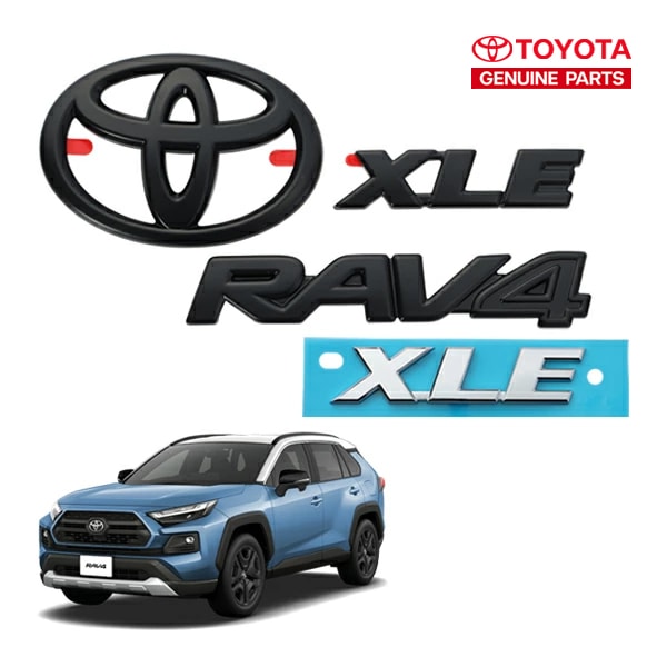 USトヨタ純正 TOYOTA RAV4 50系 平成31年4月-令和7年12月 リアエンブレム リアゲート ゲートエンブレム トランク RAV4 / XLE / TOYOTAロゴ ブラック 両面テープ オーバーレイ 純正に貼り付け
