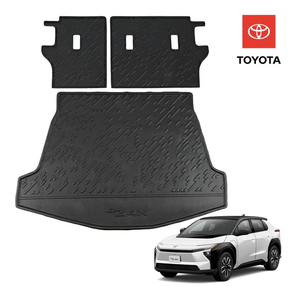 USトヨタ純正 TOYOTA bZ4X 10系 令和4年5月-現行 オールウェザー リアカーゴプロテクター カーゴマット ラゲッジマット カーゴライナー シートバックプロテクター 後部座席背面カバー付 bZ4Xロゴ入