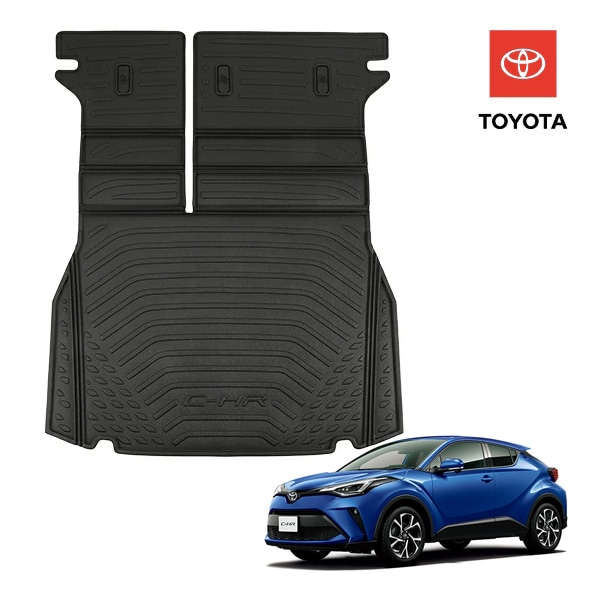 USトヨタ純正 TOYOTA C-HR 10系 50系 平成28年12月-令和5年8月 オールウェザー リアカーゴプロテクター カーゴマット ラゲッジマット カーゴライナー シートバックプロテクター 後部座席背面カバー付C-HRロゴ入