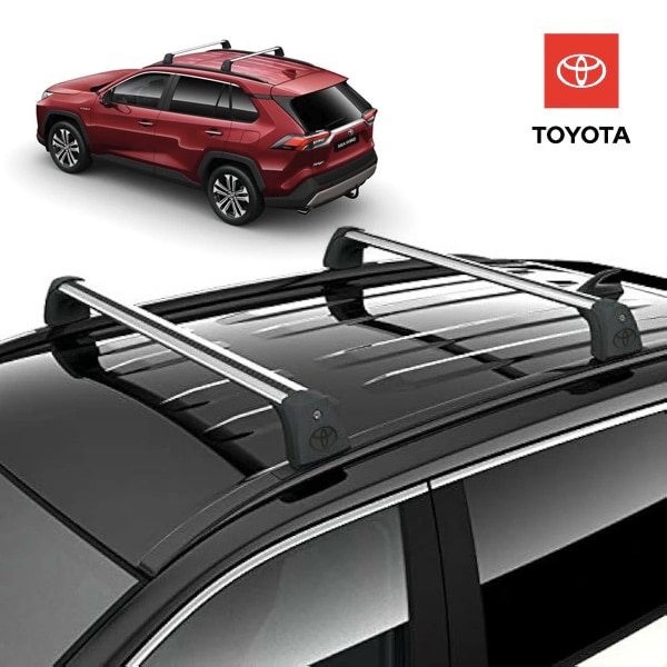 UKトヨタ純正 TOYOTA RAV4 50系 平成31年4月-現行 ルーフラック クロスバー ルーフキャリア 1台分 2本セット シルバー キー付 最大積載75kg ベースキャリア ルーフバー フット PW301-42000