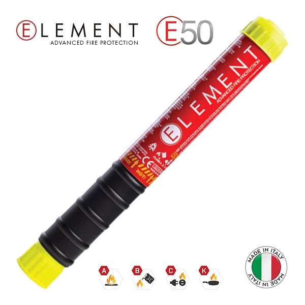 【ELEMENT 正規品】スティック型消化器 E50 サイズ 30x3.2cm 重さ230g 噴射時間50秒 使用期限15年 メンテナンス不要 後片付け不要 残留物ゼロ 軽量 コンパクト 初期消火 簡易消火器具
