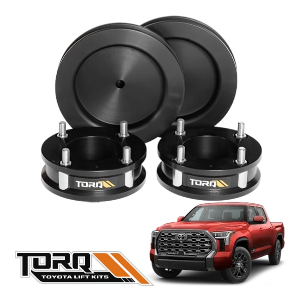 【TORQ Engineering 正規品】22y- トヨタ タンドラ 3インチ リフトアップ レベリングキット フロントストラットスペーサー リアコイルスペーサー リアAVS対応ブラケット一式 ブラックアルマイト仕上げ ショックスペーサー