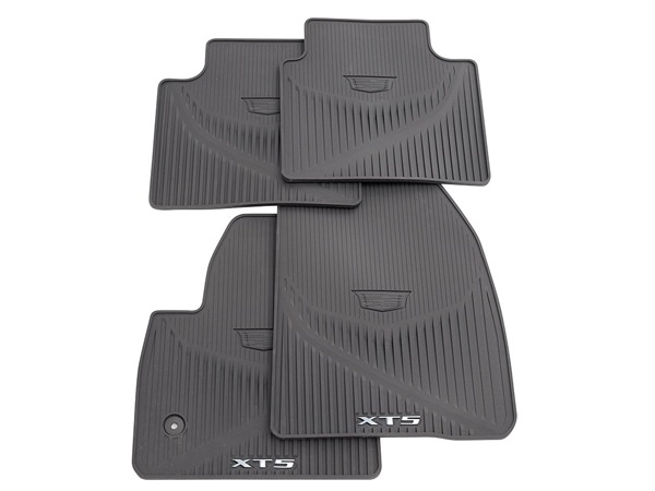 GM純正 17y- キャデラック XT5 オールウェザー ラバーマット ラバーフロアマット フロント リア 1台分 4枚セット XT5ロゴ入 ダークチタニウム 85131487
