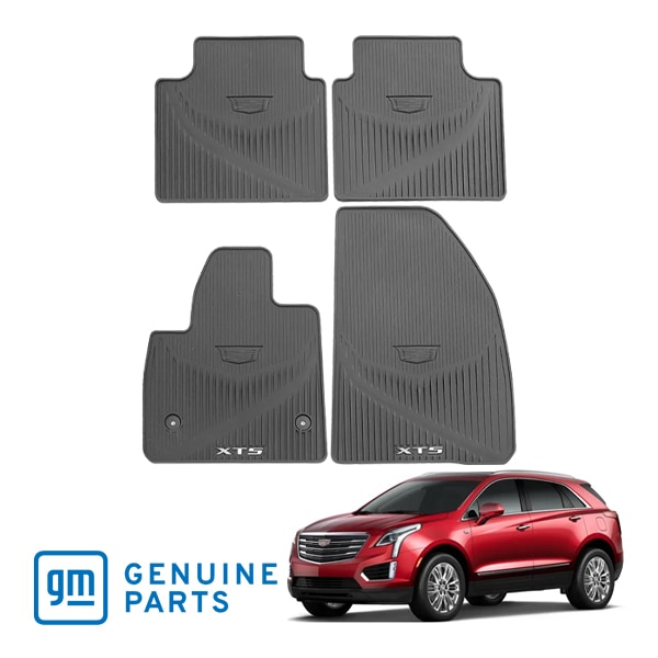GM純正 17y- キャデラック XT5 オールウェザー ラバーマット ラバーフロアマット フロント リア 1台分 4枚セット XT5ロゴ入 ダークチタニウム 85131487