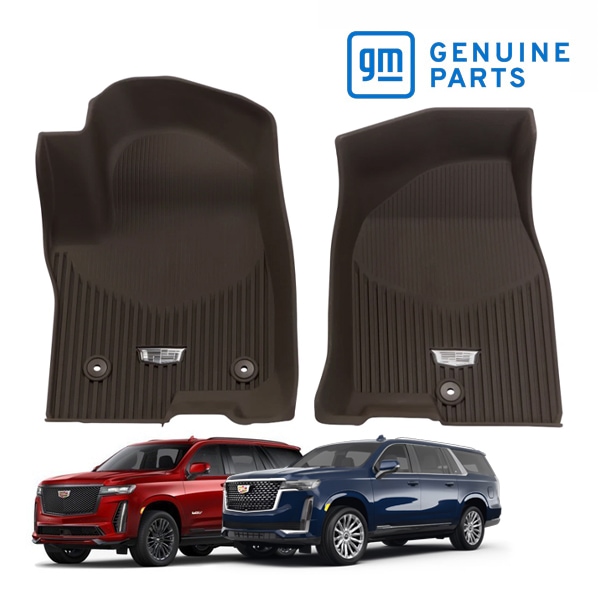 GM純正 21y- キャデラック エスカレード エスカレード ESV オールウェザー プレミアム ラバーフロアマット ラバーマット 1列目 左右セット キャデラッククレストロゴ入 ダークアトモスフィア 84999864