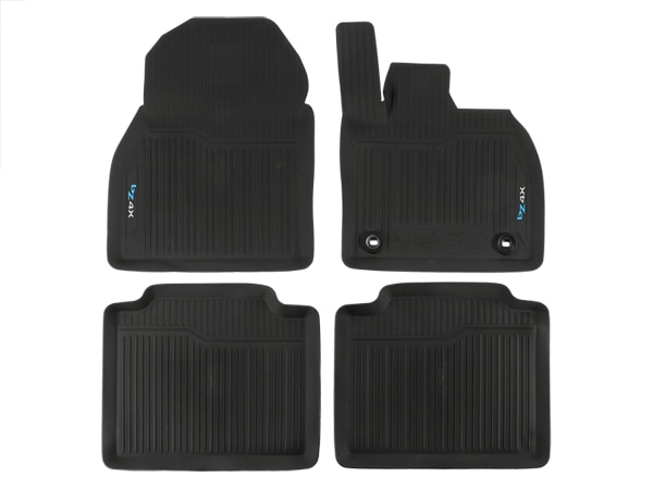 豪トヨタ純正 TOYOTA bZ4X 10系 令和4年5月-現行 右ハンドル車用 オールウェザー フロアマット ラバーマット ブラック bZ4Xロゴ入 フロント リア 1台分 4枚セット