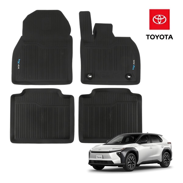 豪トヨタ純正 TOYOTA bZ4X 10系 令和4年5月-現行 右ハンドル車用 オールウェザー フロアマット ラバーマット ブラック bZ4Xロゴ入 フロント リア 1台分 4枚セット