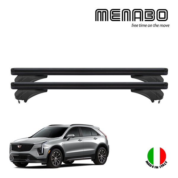 【MENABO 正規品】21y- キャデラック XT4 ベースキャリア ルーフキャリア ルーフラック クロスレール クロスバー 1台分 2本セット ブラック アルミニウム スチール ABS樹脂製 高さ 28mm×幅 80mm×長さ 1225mm 耐荷重 50kg