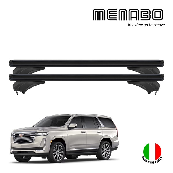 【MENABO 正規品】21y- キャデラック エスカレード ベースキャリア ルーフキャリア ルーフラック クロスレール クロスバー 1台分 2本セット ブラック アルミニウム スチール ABS樹脂製 高さ 28mm×幅 80mm×長さ 1225mm 耐荷重 50kg