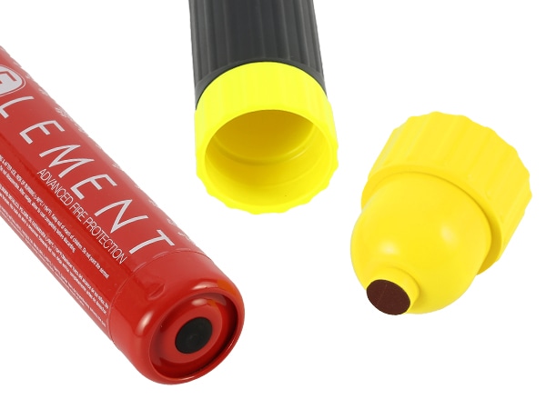 ELEMENT スティック型消火器 + マグネットクリップマウントセット E100 サイズ 33x3.2cm 重さ360g 噴射時間100秒 2025年製造 使用期限15年 メンテナンス不要 後片付け不要 残留物ゼロ エアゾール 軽量 コンパクト 初期消火 簡易消火器具